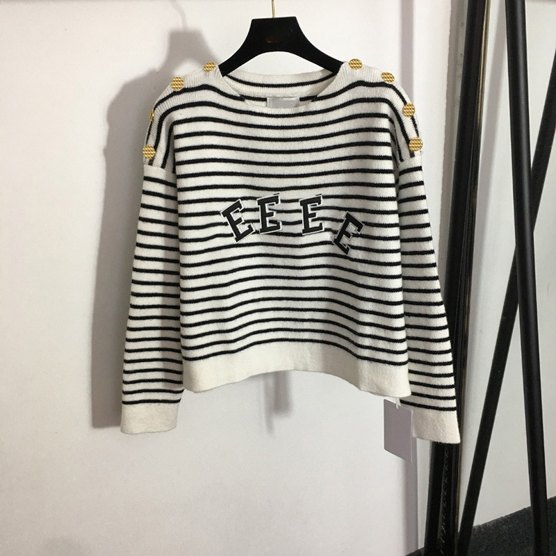 

Womens Knit Sweaters Fashion Long Sleeve Knitted Tops Vintage Street Style Sweater Sweater Knits, Striped with label #20225264