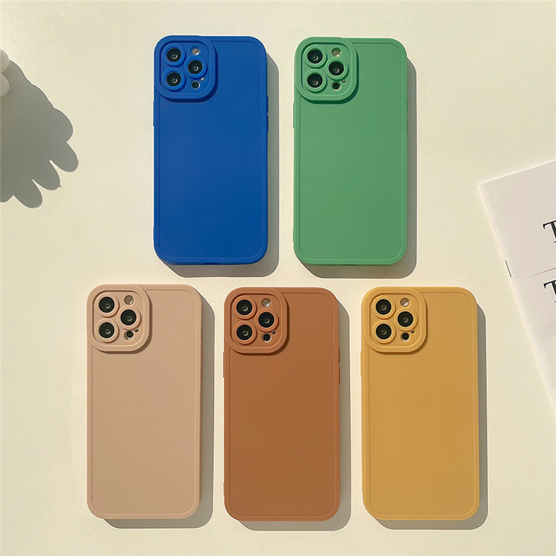 

Solid Color Phone Cases For iPhone11 12 13 14pro/promax/max/12 13/mini/xr/xs/xsmax/7 8/p/SE2020 Shockproof Drop Protective Phone Back Cover, Milk coffee color