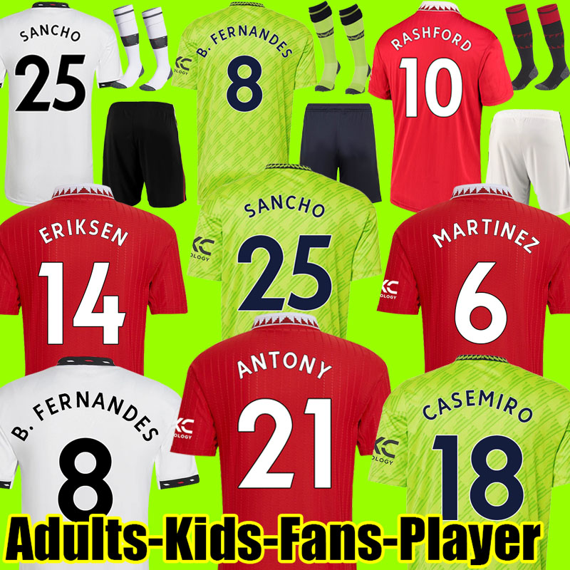 

RONALDO Antony manchester utd soccer jersey 22 23 SANCHO F. DE JONG Player BRUNO MAN UTD FERNANDES LINGARD SHEW RASHFORD GREENWOOD football shirt men kids kit 86210, Third player