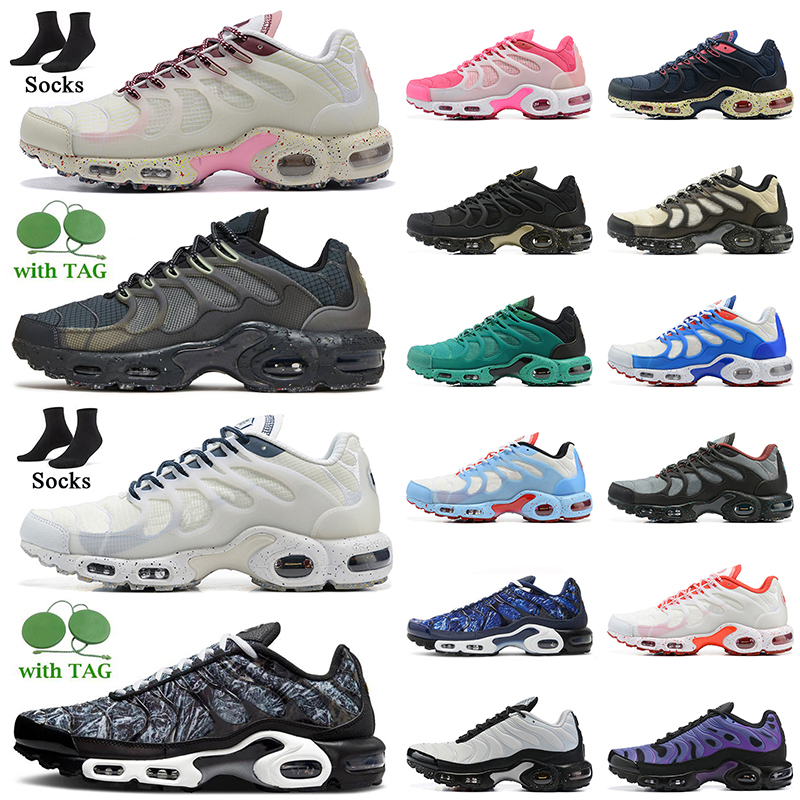 Top Qualité Tuned Tn Plus Chaussures De Course 2022 Tns Terrascape Femmes Hommes Baskets Sports Shattered Ice Noir Barely Volt Blanc Bleu Tan Bor