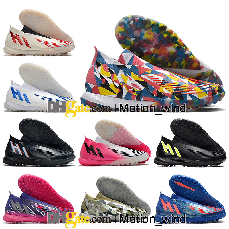 

GIFT BAG Mens High Ankle Football Boots Laceless Predator Edge IC TF Cleats X Predators Edge Geometric 22 Soccer Shoes Indoor Turf Trainers Botas De Futbol, Color 21