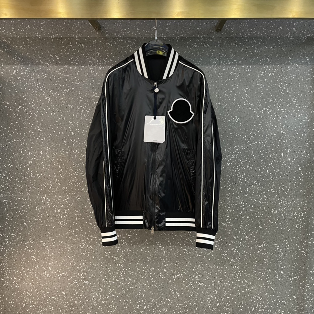 

High quality brand mens jacket fashion stripe stitching design luxury vertical collar zipper top black designer jacket