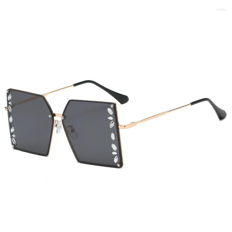 

Sunglasses Diamond-encrusted Big Frame Square Trendy Fashion Sun Visor Frameless Women Street Catwalk