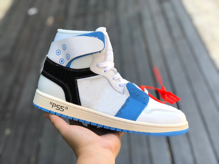 

OW Man Basketball shoe jumpman 1 OG 1S Triple offs White Mens Trainers Shadow designer University Blue UNC Black Bred Toe Light Smoky Grey Men high cut sneakers size 12, Shown