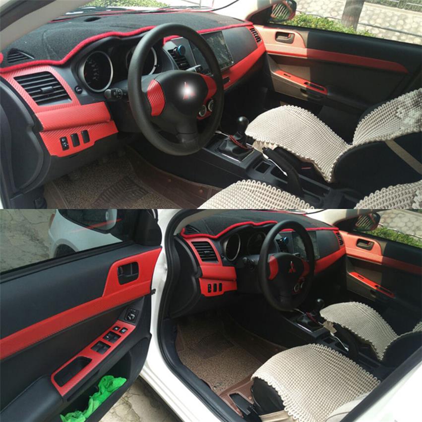 Pour Mitsubishi Lancer EX 2009-2016 autocollants de voiture auto-adhésifs 3D 5D en fibre de carbone vinyle autocollants et décalcomanies de voitu