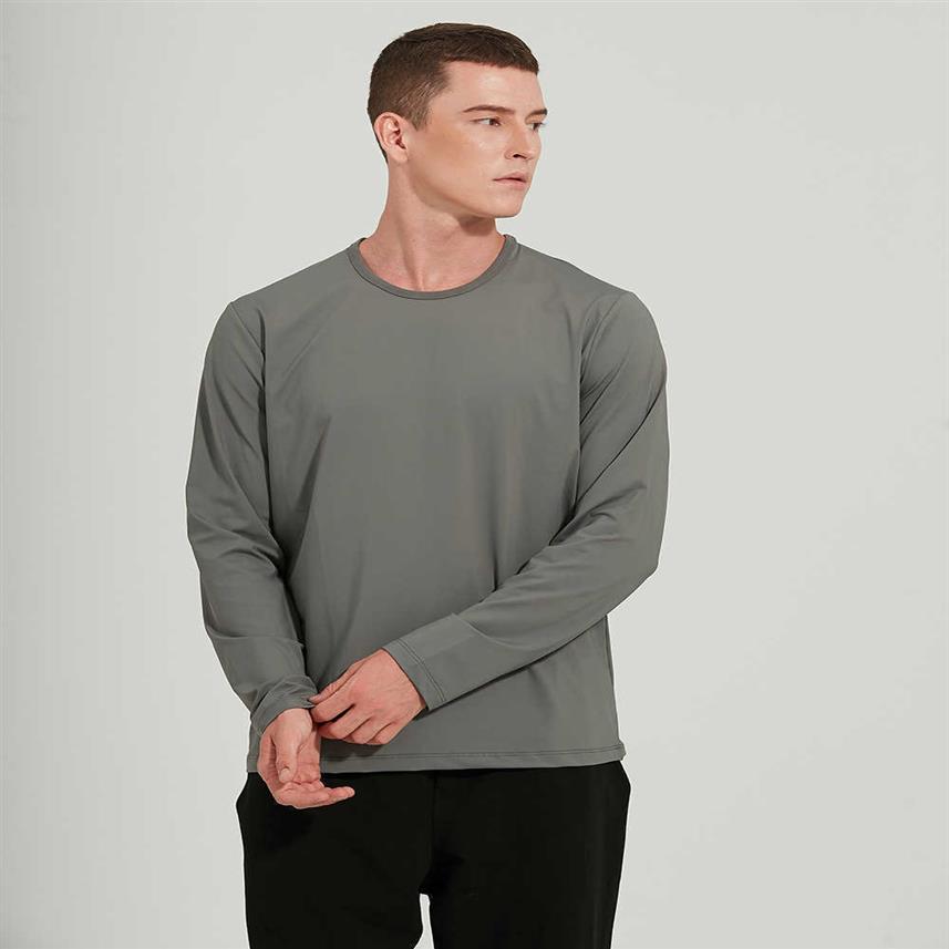 

Men's Long Sleeve Tops The Fundamental Yoga Sports T-shirt High Elastic Speed Dry Round Neck Fitness Gym Clothes Running Casual Ex3017, Dark grey