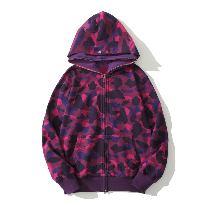 

High quality tiger Mens hoodies designer men women Shark full zip hoodie jacket color grid Harajuku sweatshirt Fashion co-branding Luminous camouflage hoodys 3-18, 1 button
