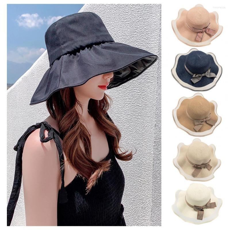 

Wide Brim Hats Style Straw Hat Women Summer Beach Seaside Holiday Vacation Sun Protection Big Mesh Ladies For Outdoor, Coffee
