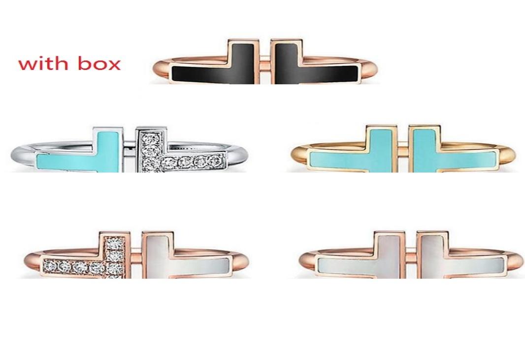 

5 Colors Fashion Designer Tiff 925 Silver Alloy Open Band Rings Brand Class