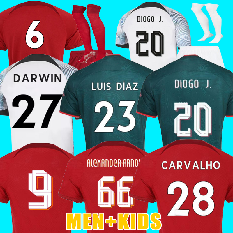 

22 23 soccer jerseys season home away 3rd DARWIN 2022 2023 Mohamed Diogo Luis DIaz Alexander Arnold football kit tops shirts men kids uniform third goalkeeper 3XL 4XL, 22/23 home men jersey