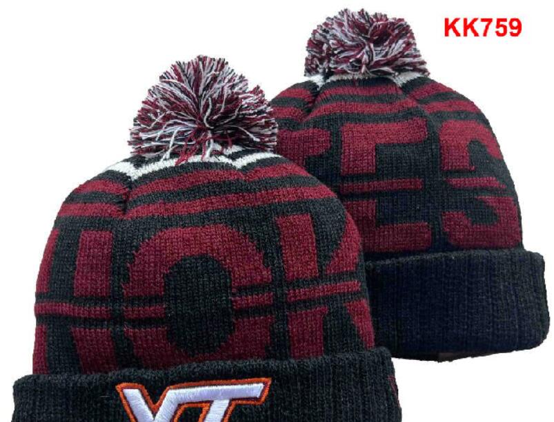 

Men All Team Knitted Cuffed Pom Beanie Virginia Tech Hokies Hats Sport Knit Hat Striped Sideline Wool Warm Football Beanies Cap For Women's American caps a3, 21
