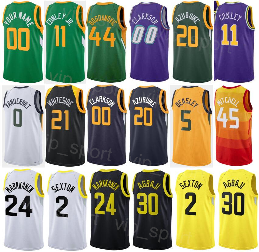

Printed Men Women Basketball Clarkson Jersey 00 Association Icon Udoka Azubuike 20 Jared Butler 13 Collin Sexton 2 Mike Conley 11 Bojan Bogdanovic 44 Ochai Agbaji 30, Orange