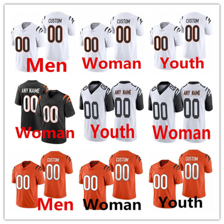 

Football Jerseys Men Women Youth Cincinnati''Bengals''9 Joe Burrow 1 Ja'Marr Chase 28 Joe Mixon 85 Tee Higgins 2 Evan, Color