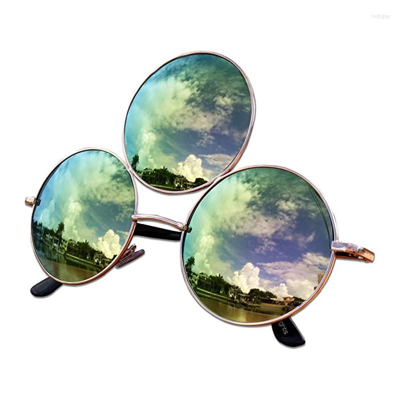 

Sunglasses 2022 Third Eye Round Women/Men Reflective Mirrored Black Lens Sun Glasses Three Lenses Eyewear Shades UV400