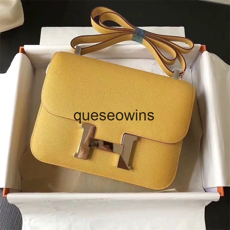 

Womens Constances Bags Designer Herme Kangkang Bag 2022 New Women's Bag h Buckle Korean Version Leather Cowhide Small Square, Black