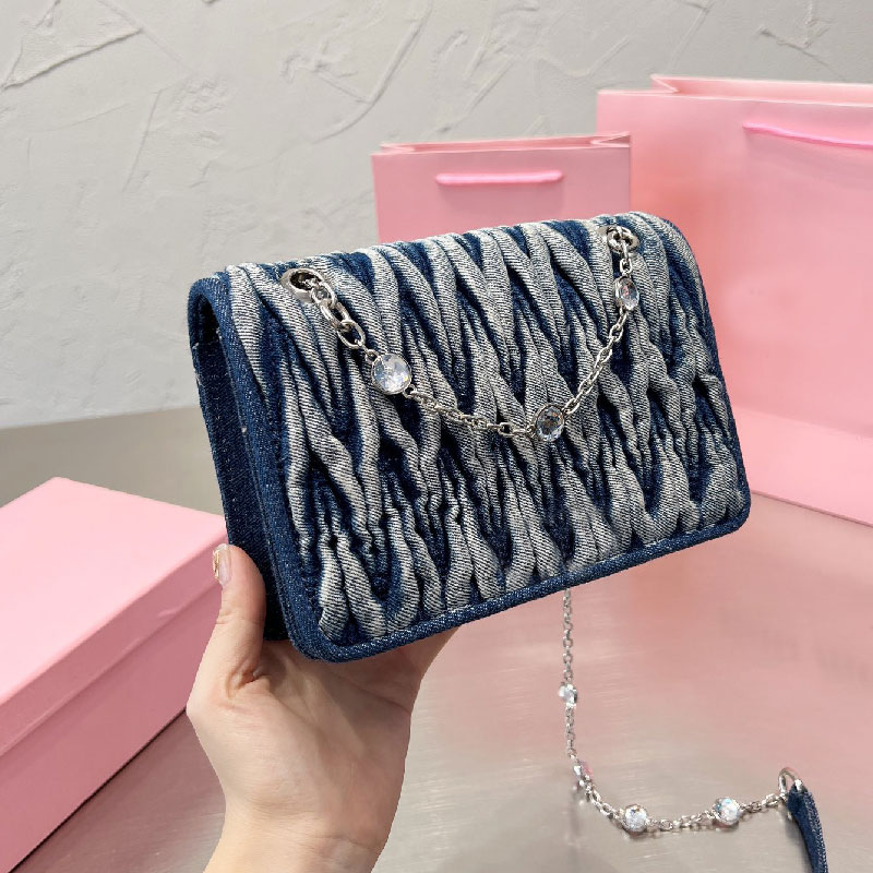

bag Matelasse miu Tannin Fold Crossbody Bag Small Handbag Tote Bags Diamond Chain Silver Letter Flip Magnetic Buckle Closure Women Messenger 4AES, Just a box
