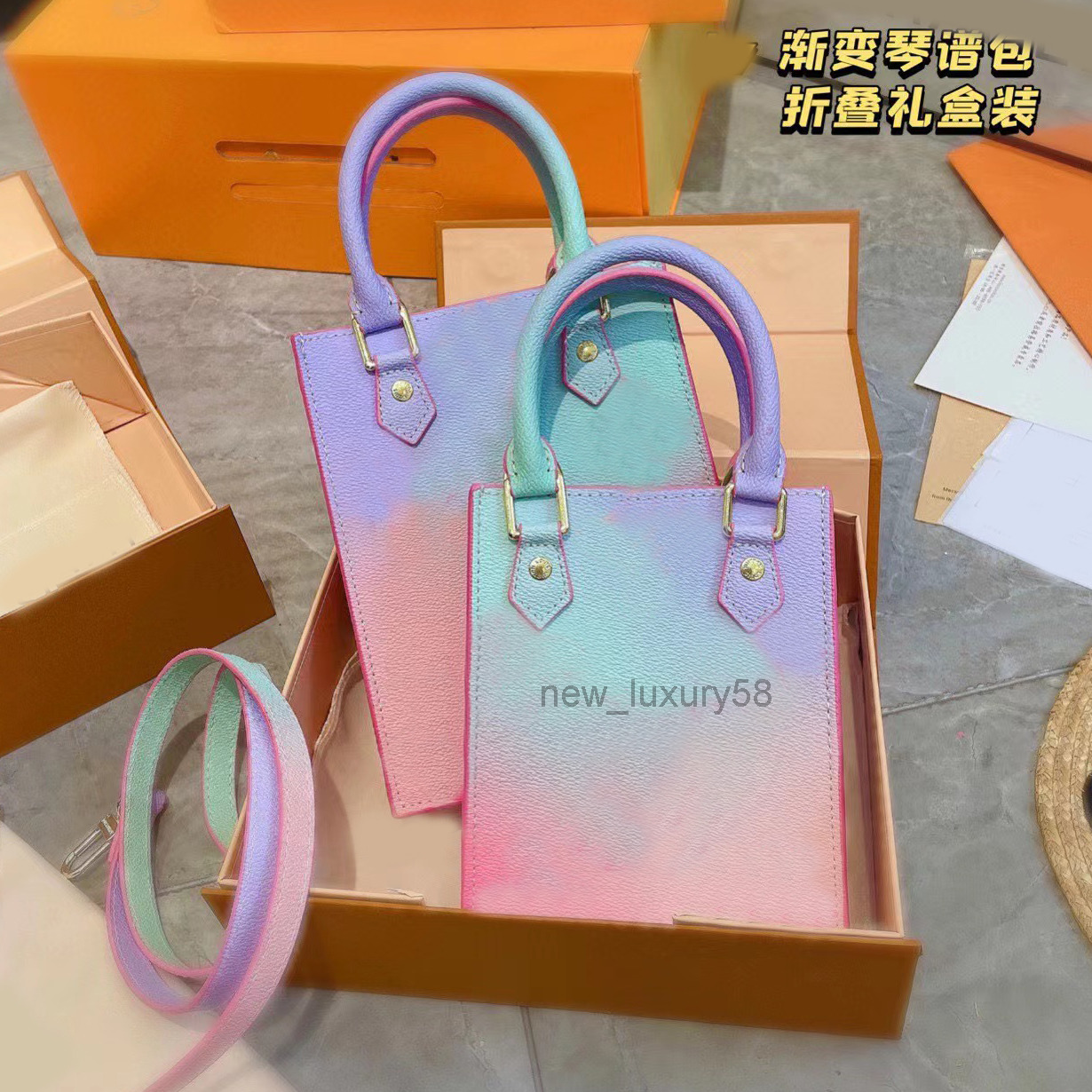 

Womens Mini Totes L Luxury Designers Colorful Shoulder Bags Fashion Real Leather Floral Top Mirror Quality Girls Cross body Handbags Lady Pa