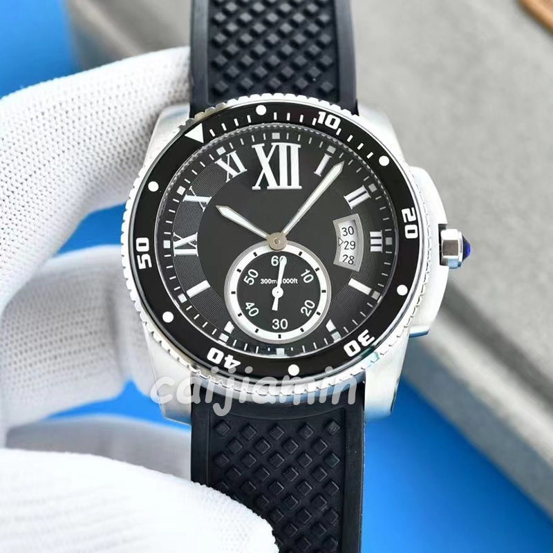 

caijiamin-Round 42mm Mechanical Watches Men Watch Rubber Strap Automatic Calendar WristWatch, Tool