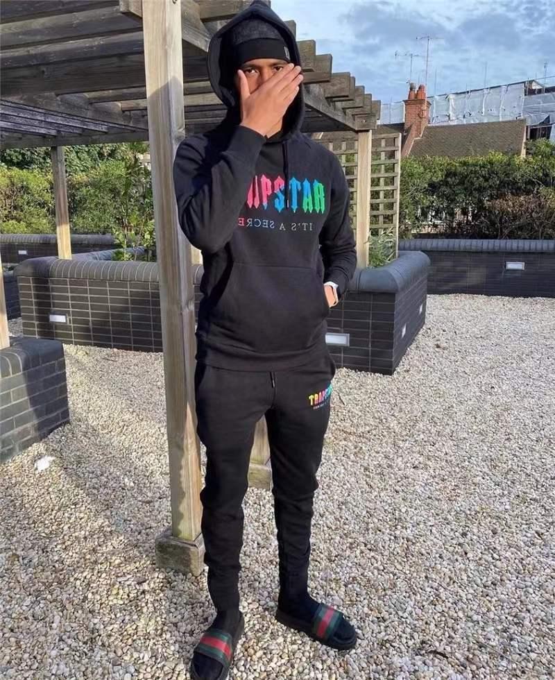 

Tracksuit Hoodies Trapstar Full Rainbow Towel Embroidery Decoding Hooded Sportswear Men and Women Sportswear Suit Zipper Trousers Size XL