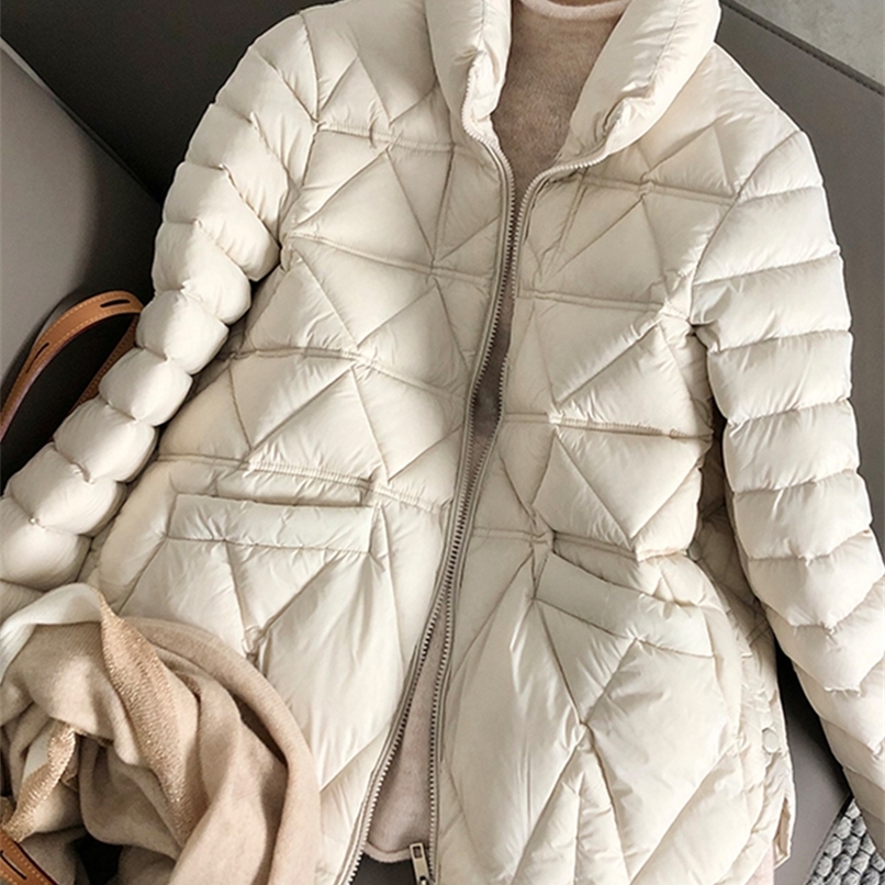 Women's Down Parkas Fitaylor Winter Light Down Short Jacket Women 90% White Duck Down Warm Coat Ladies Stand Collar Casual Loose Solid Color Ou