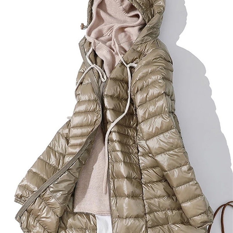 Women's Down Parkas Woman Duck Down Jackets Autumn Winter Ultralight Hooded Women Down Coat Portable Long Parkas Padded Puffer Overcoat 5XL 6XL