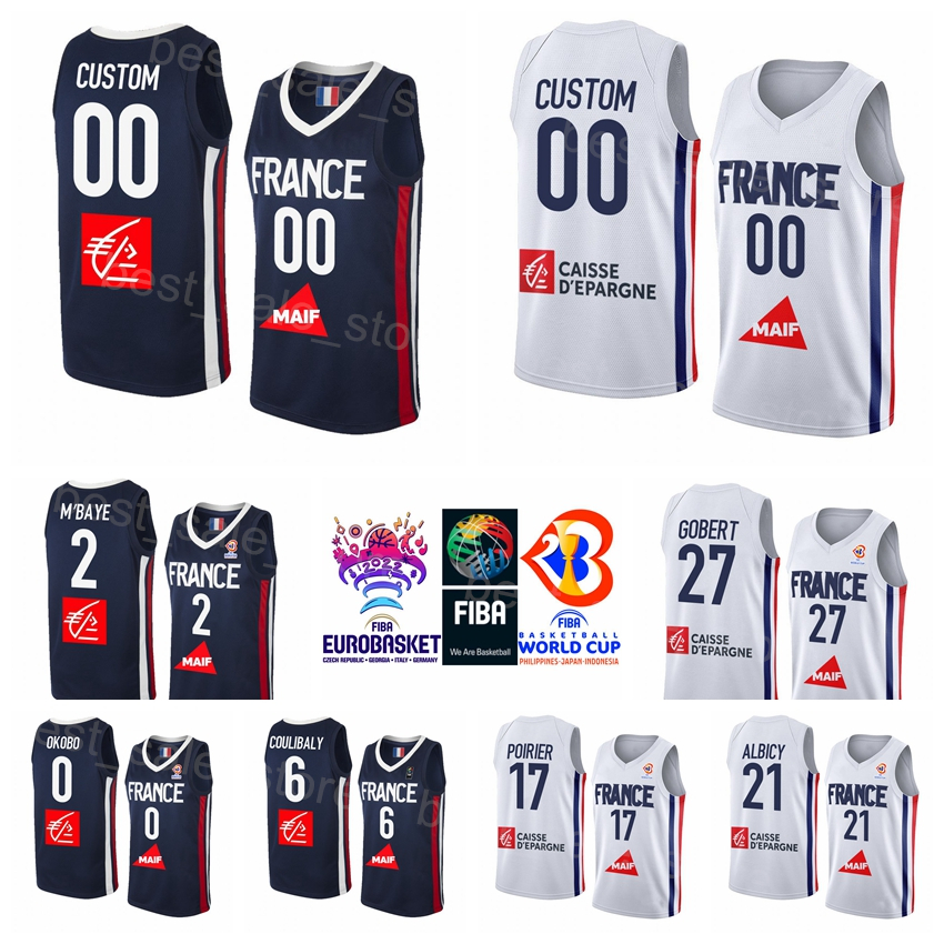

Print 2022 EuroBasket France Basketball 7 Guerschon Yabusele Jersey National Team 10 Evan Fournier Rudy Gobert 27 17 Vincent Poirier 4 Thomas Heurtel 0 Elie Okobo, With world cup patch