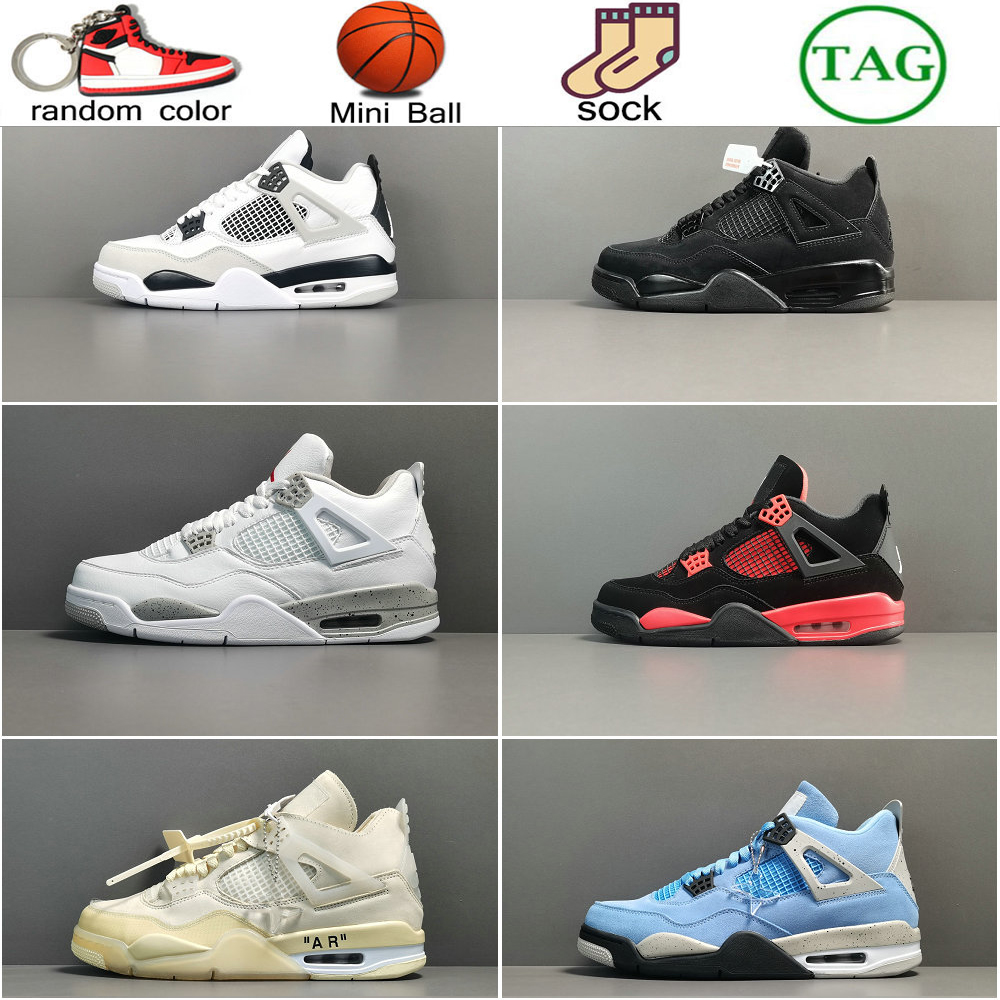 

High Quality Jumpman 4 4s Basketball Shoes Mens Womens Military Black Cats Fire Red Thunder University Blue Oreo Bred Travis Scotts Sports Training Sneakers With Box, Color 24
