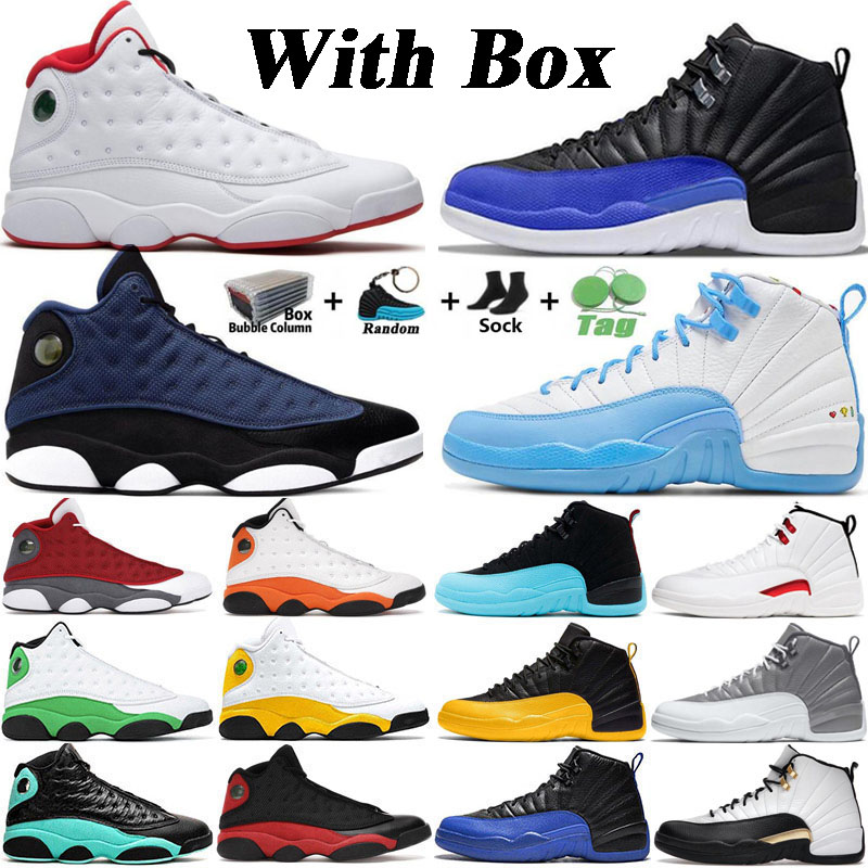 

With Box Jumpman 13 13s Mens Basketball Shoes 12 12s High OG French Brave Blue Atmosphere Grey Toe Hyper Royal Stealth Indigo Men Women Sports Sneakers Trainers, 23