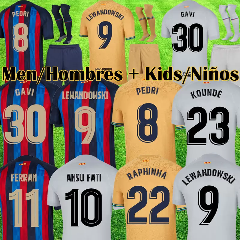 

22 23 PEDRI LEWANDOWSKI soccer jersey GAVI camiseta de futbol FERRAN 2022 2023 FC ANSU FATI RAPHINHA barcelona DEST football GAME shirt men barca kit kids equipments, League third