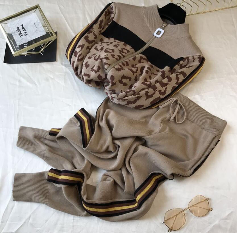 

Women' Tracksuits Knitted Sweater Suit Female New Temperament Chain Vest Knitted Jacket Elastic Pants Three Piece Set, 03