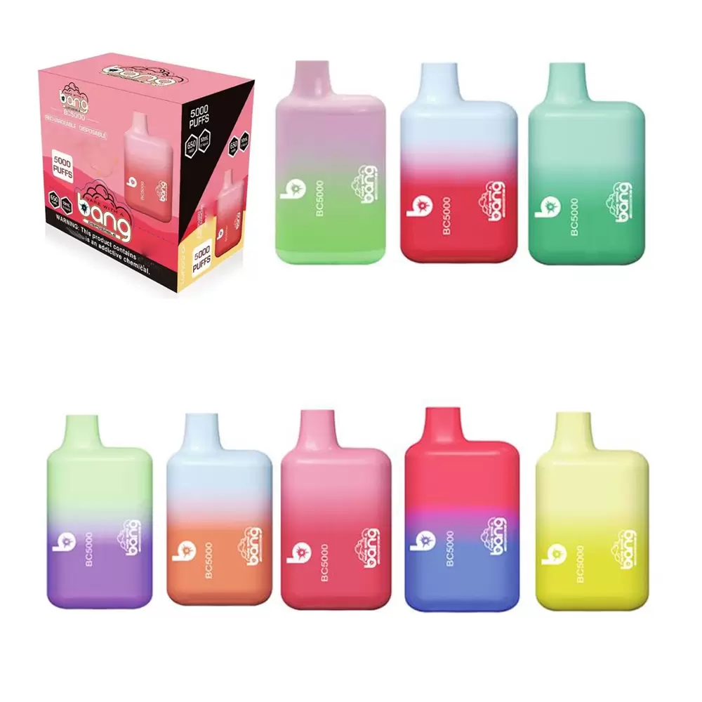 

BANG BC5000 Disposable E cigarettes 5000 Puffs Vape Pen 13ml Dual Mesh Coil Cartridge Pre-Filled Pods 650mAh Rechargeable Battery