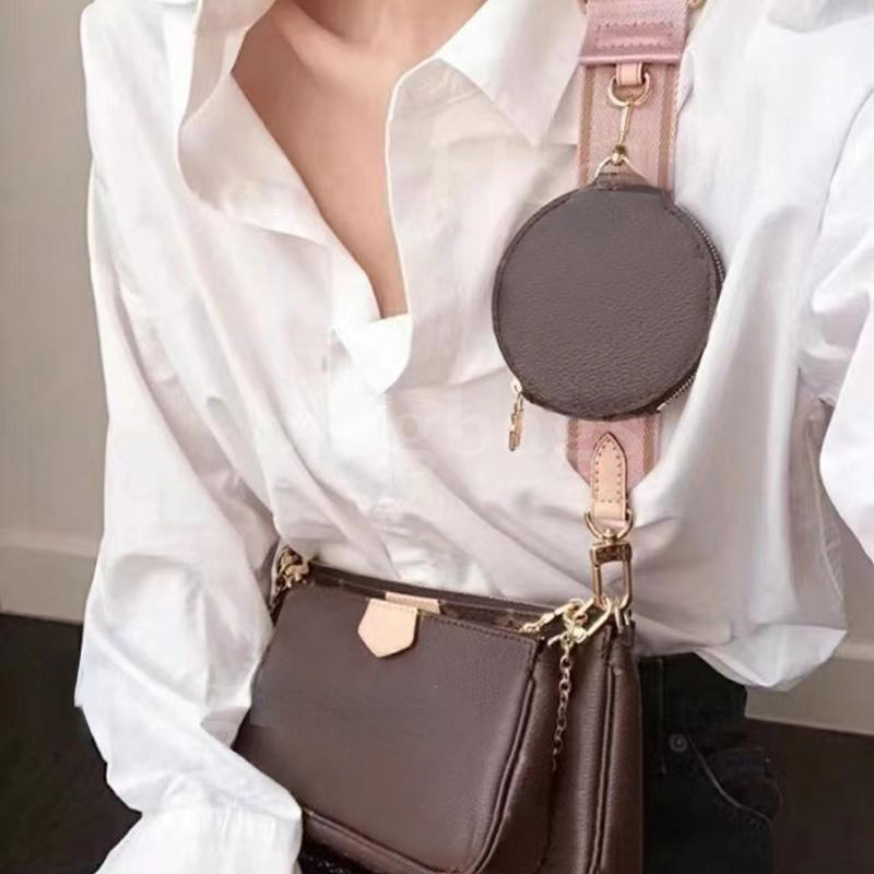 

Womens Designers Shoulder Bags Crossbody Bag High Quality Shopping Wallet Luxury Wallets Backpack Handbags Purses Unisex 3-piece Set 2 Color, Bags+pink strap