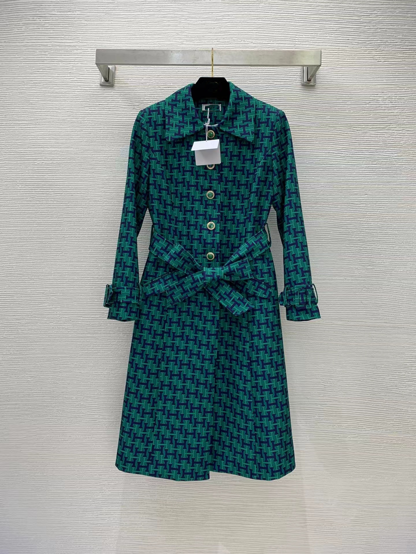 

Milan Runway Women' Trench Coats 2022 New Autumn Winter Lapel Neck Long Sleeve Print Panelled Designer Coats Brand Same Style Outerwear 0905-1, Picture color