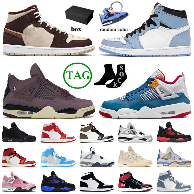 

Men Women Jumpman 1 4 Basketball Shoes Cactus Jack High Denim Pink Violet Ore Military Black Cat Dark Mocha Panda Mid Dutch Green Sneakers Trainers Big Size 13, 36-47 1 sail