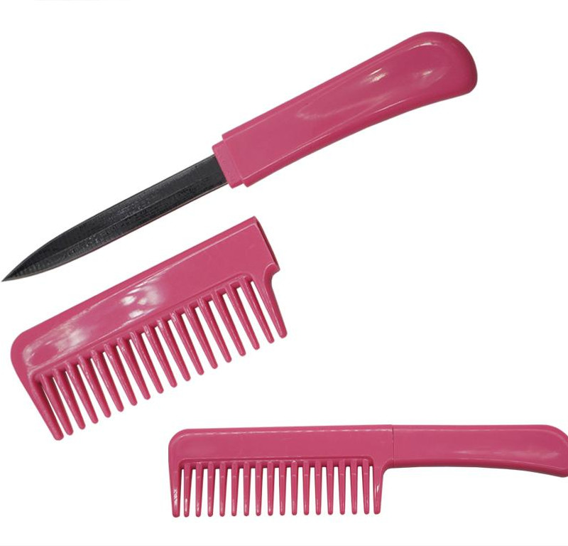 

Pink Small Brush Comb Knife Self Defense Accessories For Women