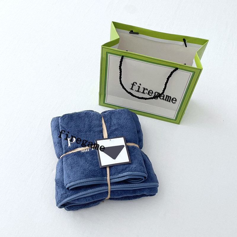 

Casual Quick Dry Towel Set Man Women Soft Towels Trendy Letters Embroidery Towel 4 Colors 2 Pieces Sets, As show