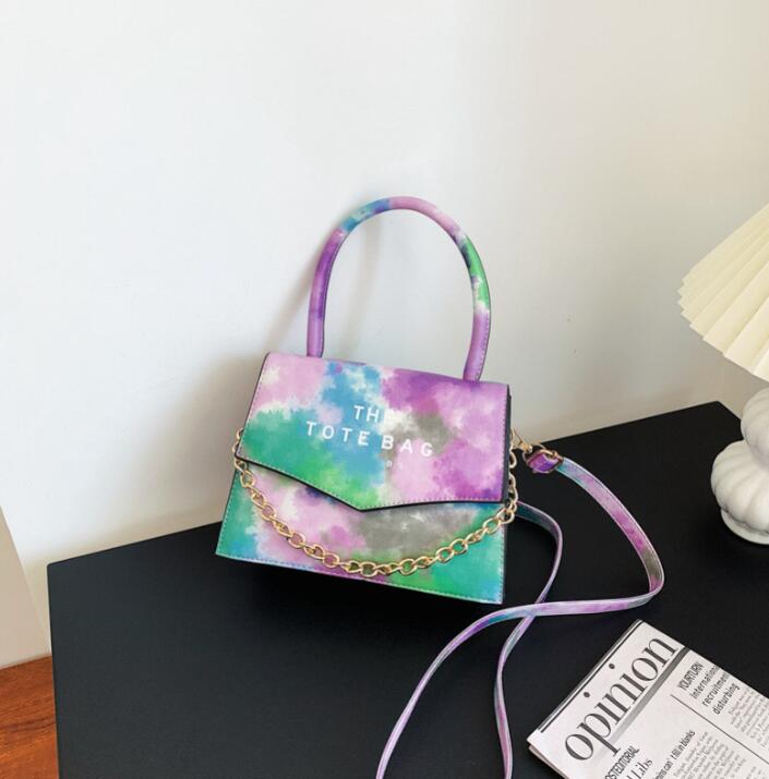 

Women's Handbag classic Popular Blooming Gradient Color Flap Small Square Bag Fashion Letter Chain Shoulder Messenger Bags, As pic