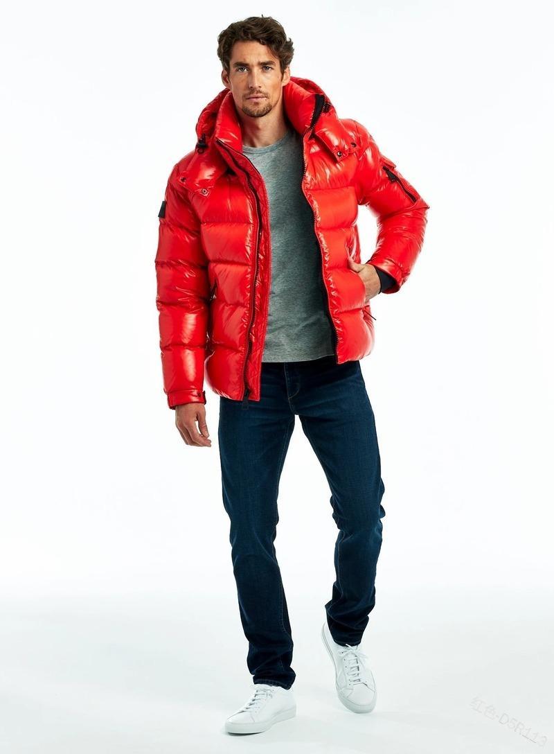 

Men' Down Parkas Mens Shiny Zipper Hooded Jacket Winter Outwear Overcoat Puffer Bubble Pocket Parka Coat, Yellow