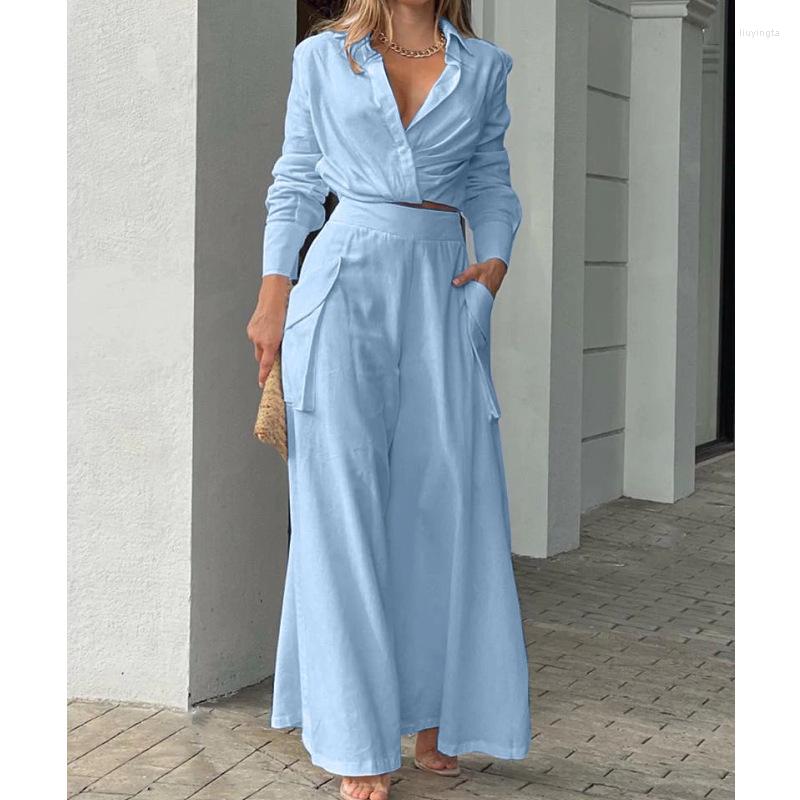 

Women039s Two Piece Pants Set Women Vintage Boho Print Shirt Commuter Wide Leg Summer Casual Loose Suits Work Streetwear Y2k 208286222, Black