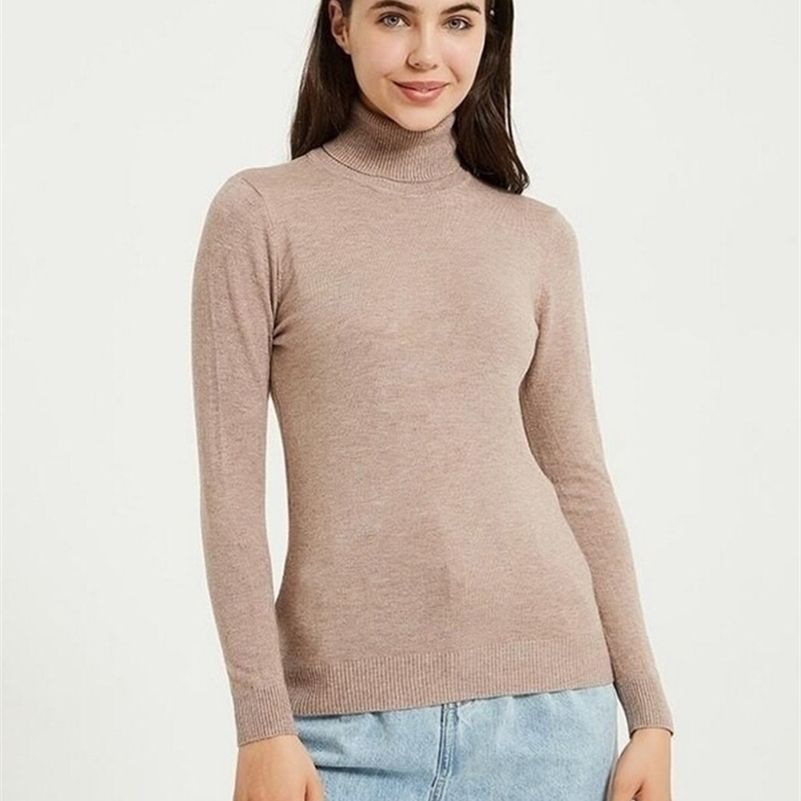 Women s Sweaters Wixra Knitting and Jumper Turtleneck Tops Pullovers Casual Womens Long Sleeve All match Elastic 220906