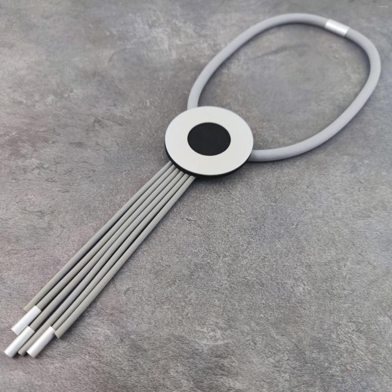 

Choker Grey Rubber Necklace Women Tassel Necklaces Handmade Simple Jewelry Clothes Accessories Party Gift Wholesale