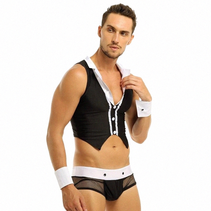 

Men's Tracksuits men's Tracksuits 5pcs Mens Sexy Maid Role Play Costume Outfits Tops Boxer Underwear With Collar Handcuffs Lingerie Set Coustume Outfit b01V#, As pic