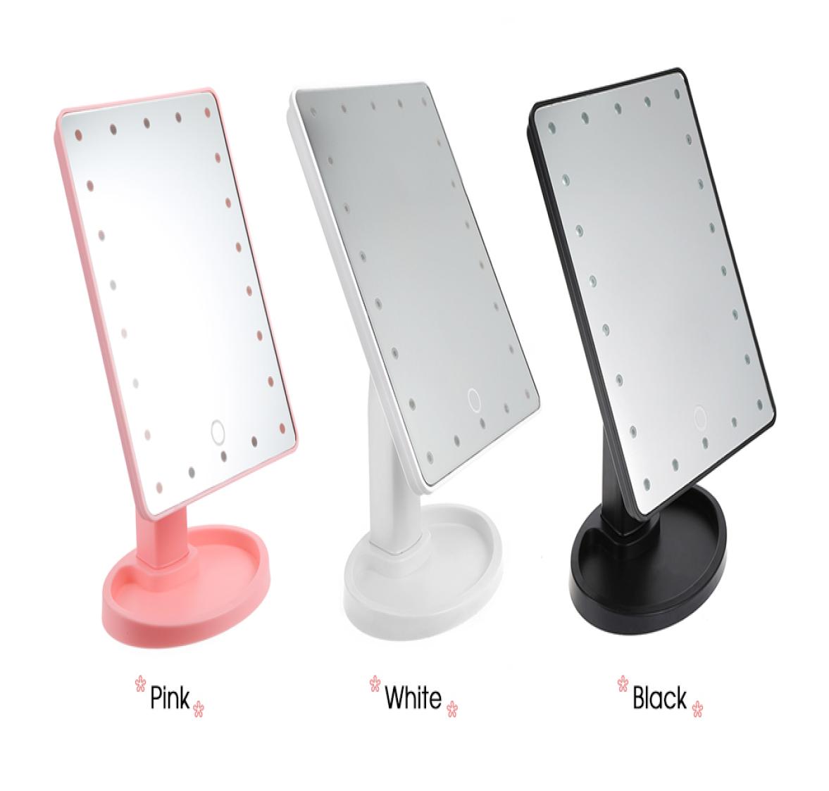 

360 Degree Rotation Touch Screen Makeup Mirror With 16 22 Led Lights Professional Vanity Mirror Table Desktop Make Up