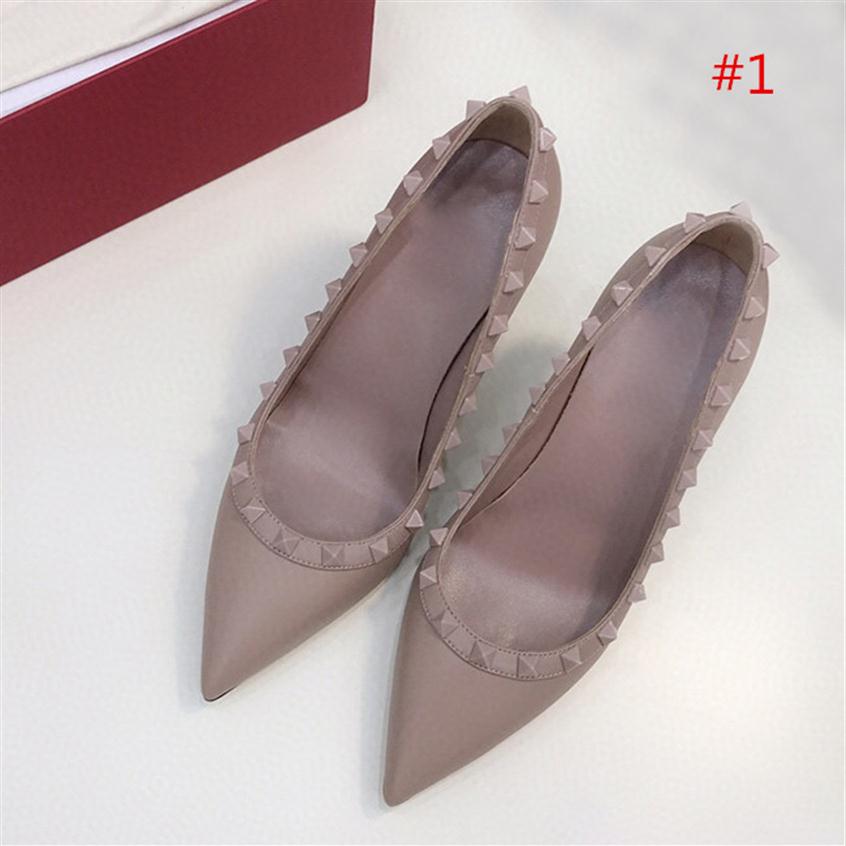 

Fashion high quality pointed Sexy Bridal Shoes Designer sandals High Heels patent ankle strap pump studs shoes TOP quality 100% Genuine2324, #5