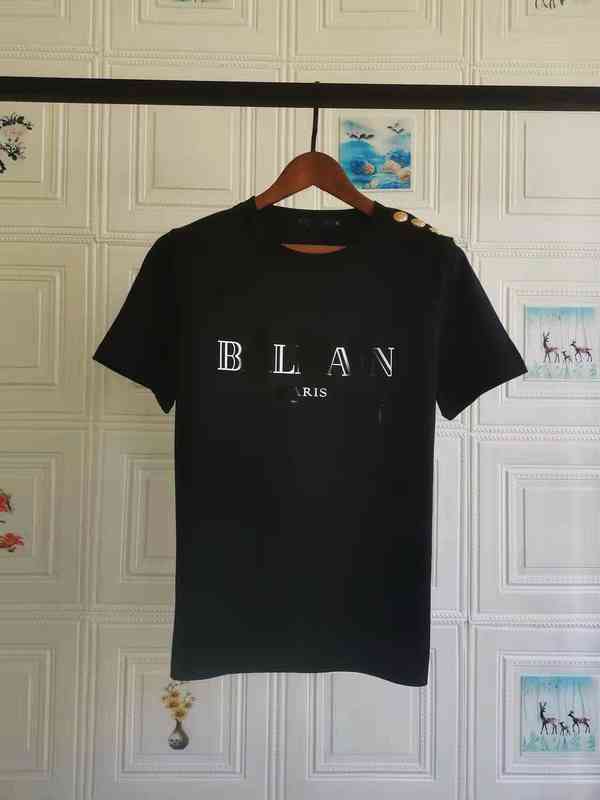 

Women's T-Shirt 2022 spring summer new star same shoulder gold button bronzing letter Cotton Short Sleeve T-Shirt, Deep pink gold lettered button