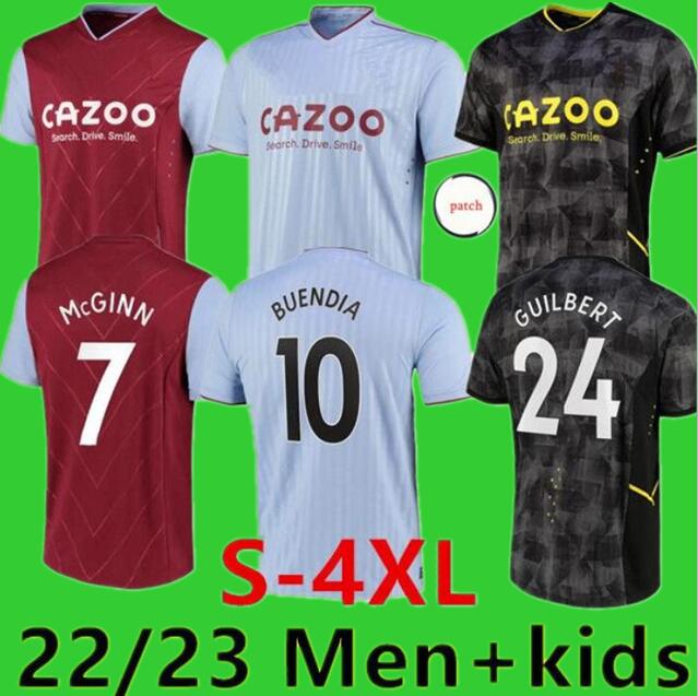 

2022 2023 Aston Villaes Kamara Soccer Jerseys 22 23 WATKINS BUENDIA McGINN EL GHAZI DOUGLAS LUIZ MINGS KONSA CASH Diego Carlos Football shirts Men kids player version