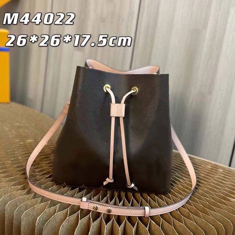 

Designer Famous handbags shoulder bags leather bucket bag women flower printing crossbody totes purse, Brown letters/black inside