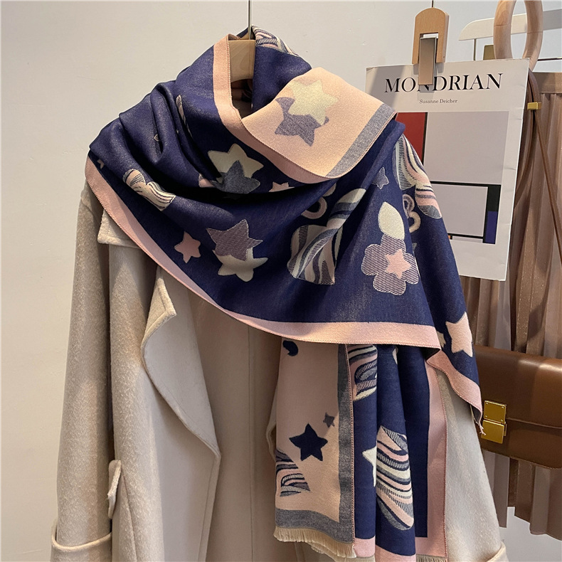 

Scarves Luxury letter heart Print Scarf Women Cashmere Winter Warm Brand Pashmina Shawls Lady Wraps Bufanda Thick Bandana 180x65cm