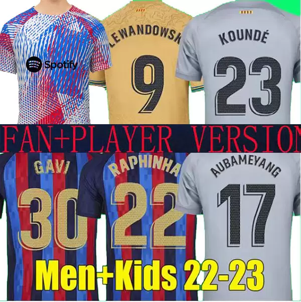 

22 23 Camisetas de football soccer jersey PEDRI LEWANDOWSKI GAVI FC ANSU FATI FERRAN RAPHINHA barcelona DEST football shirt barca kids, Away man 1