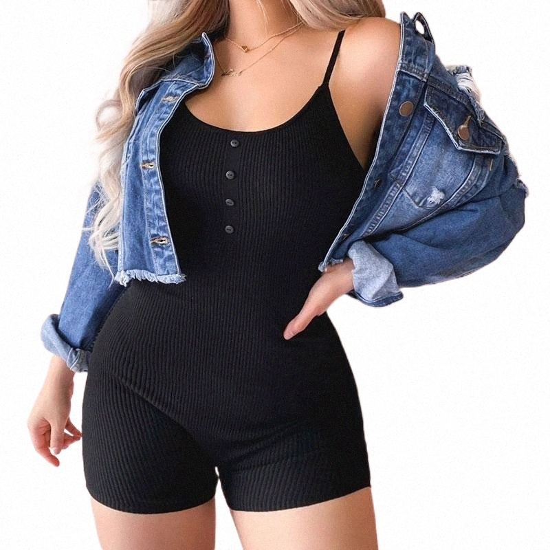 Women's Jumpsuits & Rompers women Straps Solid Jumpsuits Bodysuit Street Wear Romper Bodycon Sleeveless Summer Rompers Women's & e8SR#-image-800024198